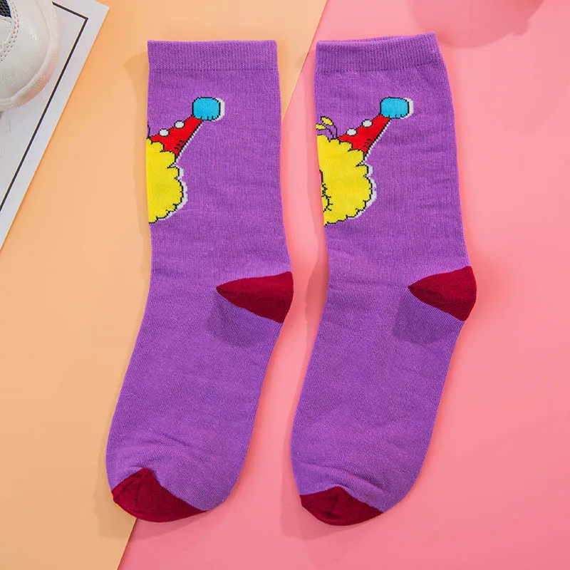 Креативные модные носки высокого качества в стиле Харадзюку каваи с героями мультфильмов; женские забавные носки с изображением молочной еды, клубники и животных; милые носки - Цвет: Лаванда