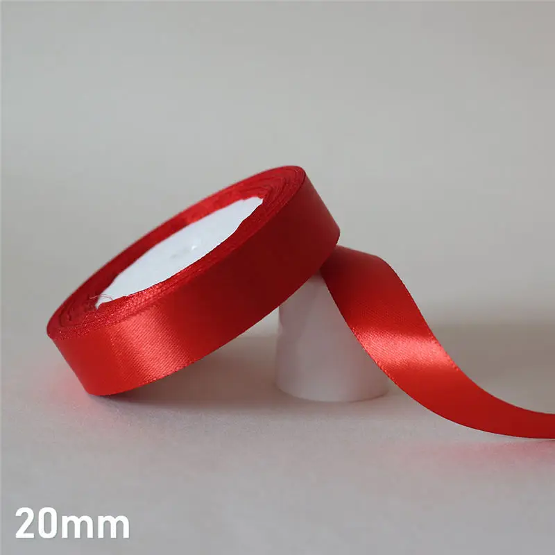 20mm 25 ярдов/6 мм-50 мм красный шелковый атлас ленточный материал для поделок для выпускного вечера вечерние украшения Свадебная подарочная коробка упаковка аксессуары D7 - Цвет: 20mm