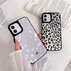 12 Pro Case Luxury Leopard Printed Mirror Glass Protector Cover for iPhone 12 Pro Max XR XS 7 8  Plus XS MAX 11 SE 2020 6 Cases