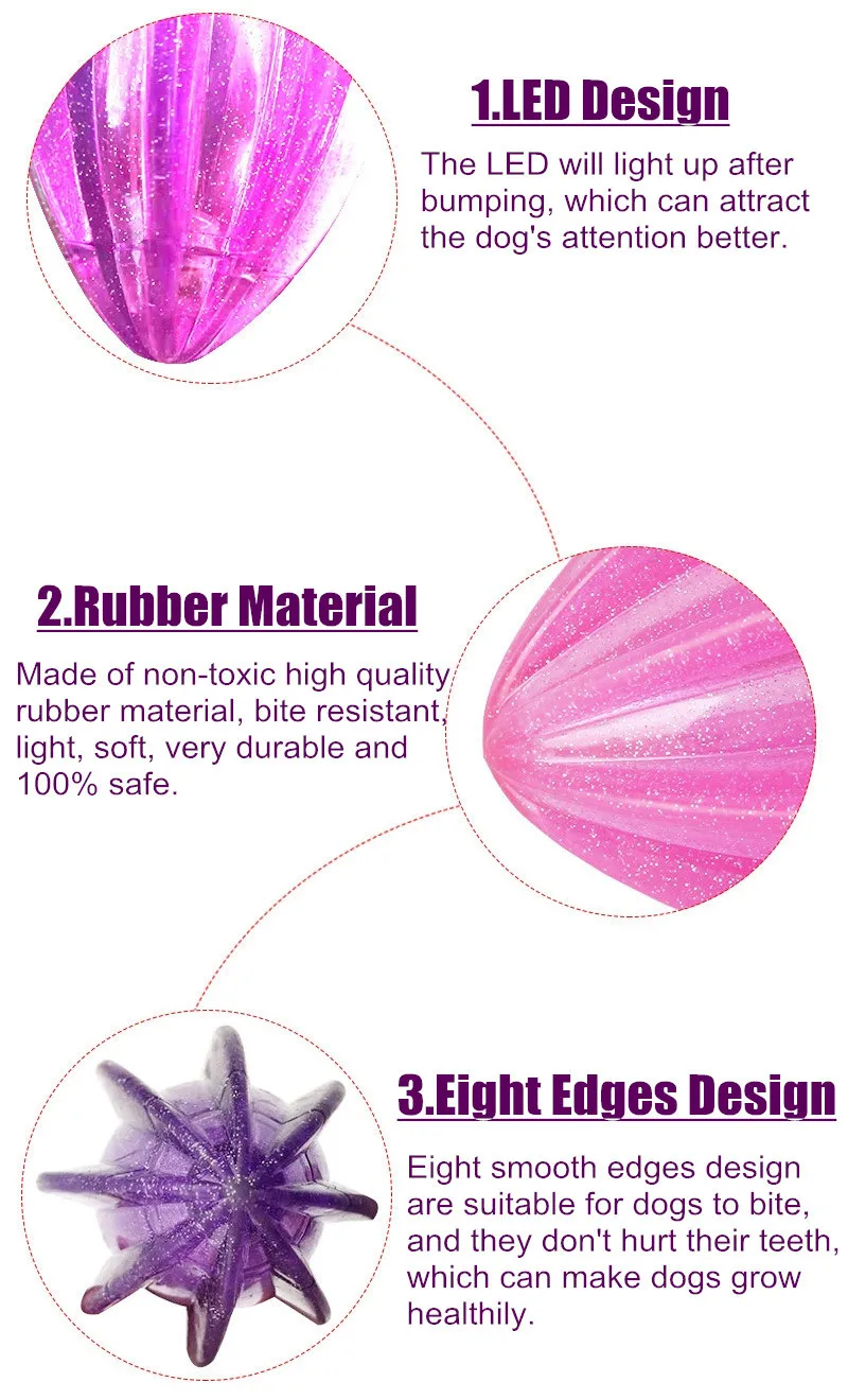 Pet Dog Puppy Toys Elasticity Ball Flashing Chew Toy Tooth Clean Train Extra-tough Popular Toy Large Small Dogs Supplies Petshop