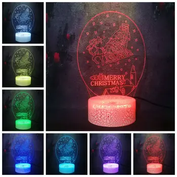 

Merry Christmas Halloween Kid Gift LED 3D Optical Sleeping Safe Night Light 7 Color Shine Crack Lamp DIY Decor Toy Cartoon Flash