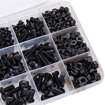 

480Pcs M2 M2.5 M3 Alloy Steel Black Hexagon Socket Button Head Screw Furniture Mushroom Cap Bolts Kit