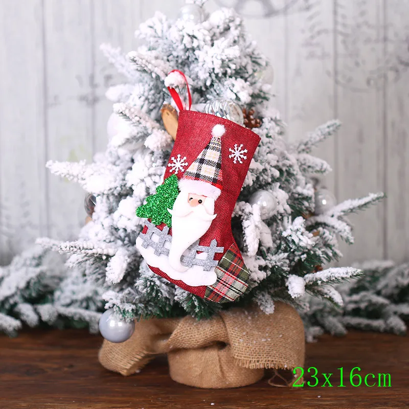style 2-7-santa Подарочный Рождественский чулок сумки рождественские украшения для дома год подарки сумка с утолщённой меховой опушкой, хороший носки натальное дерево украшения Подарки - Цвет: style 2-7-santa
