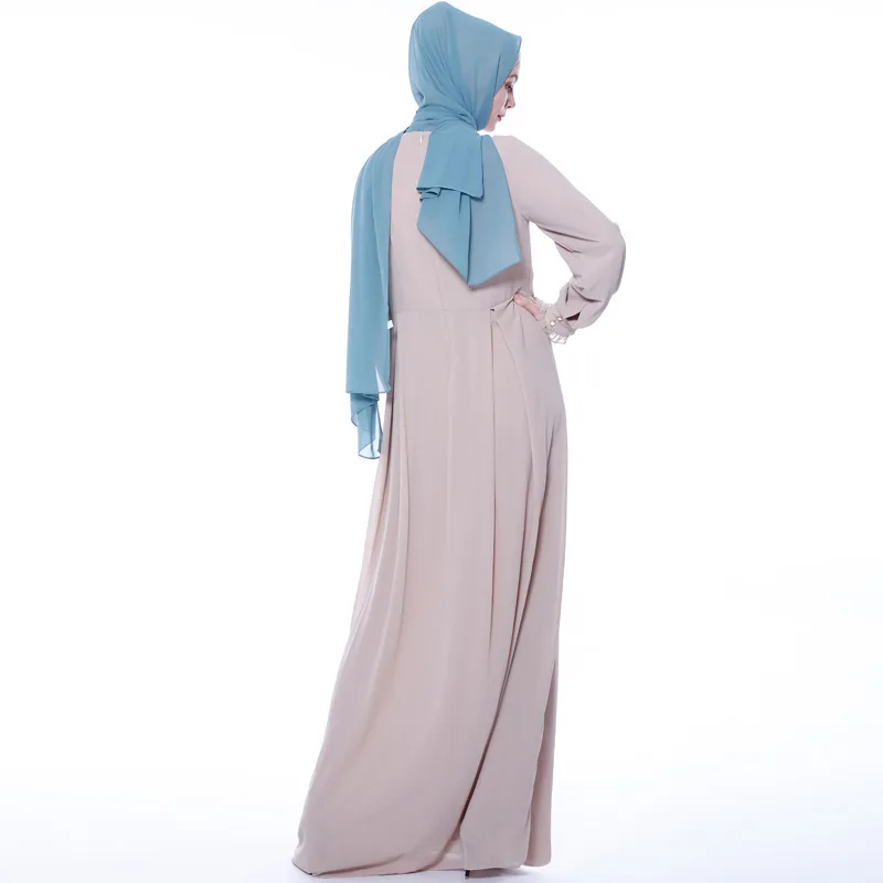 Элегантное мусульманское платье абайя Дубай шифон Кафтан Marocain Vestidos длинный халат плиссированные Jubah Рамадан Арабская Исламская одежда