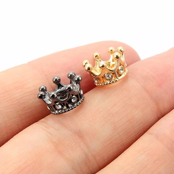 

10pcs Gold Color Queen King Crown Beads For Handmade Jewelry Making Loose Spacers Bead Pendant Jewelry Accessories