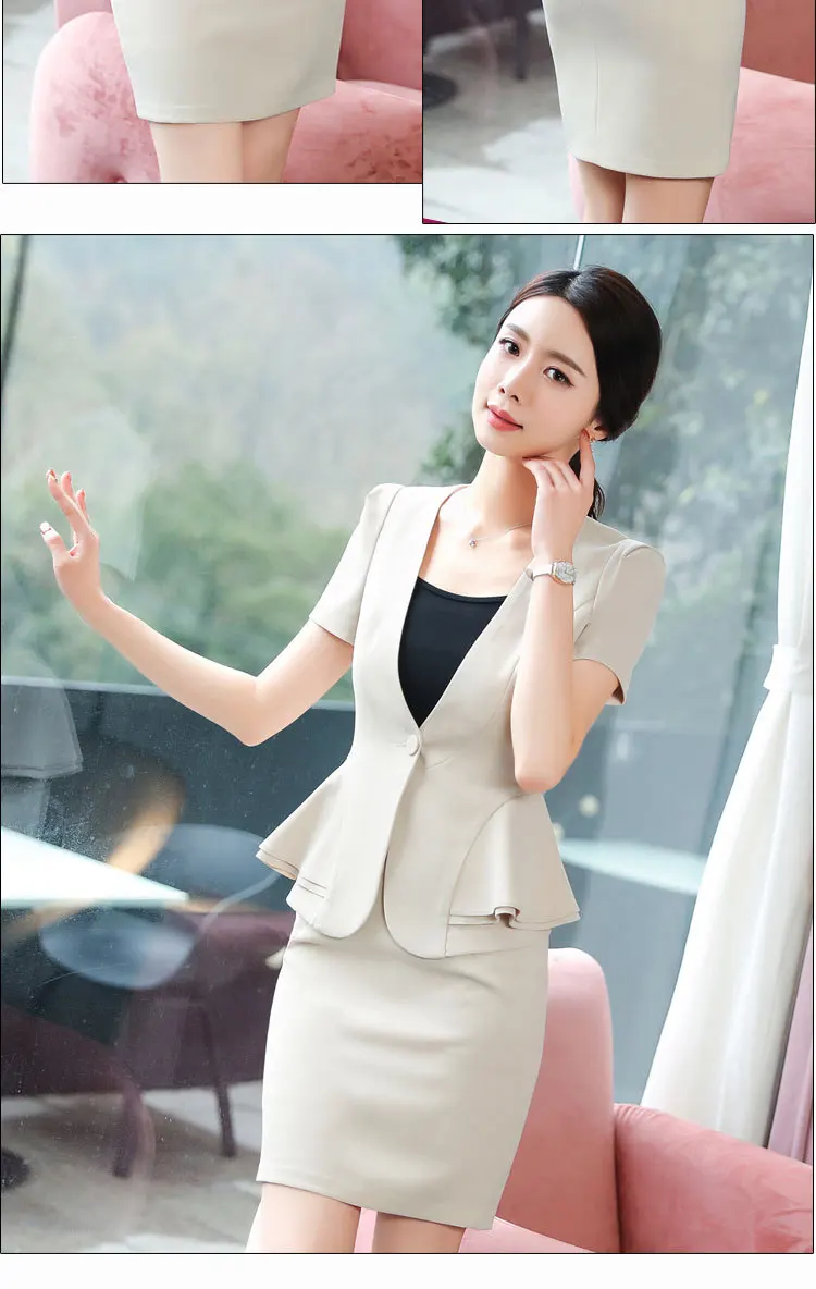 Gs236 Business Suit Women's Summer Beautician Two-Piece Set Skirt Teacher Uniforms Kindergarten Teacher Kindergarten Suit