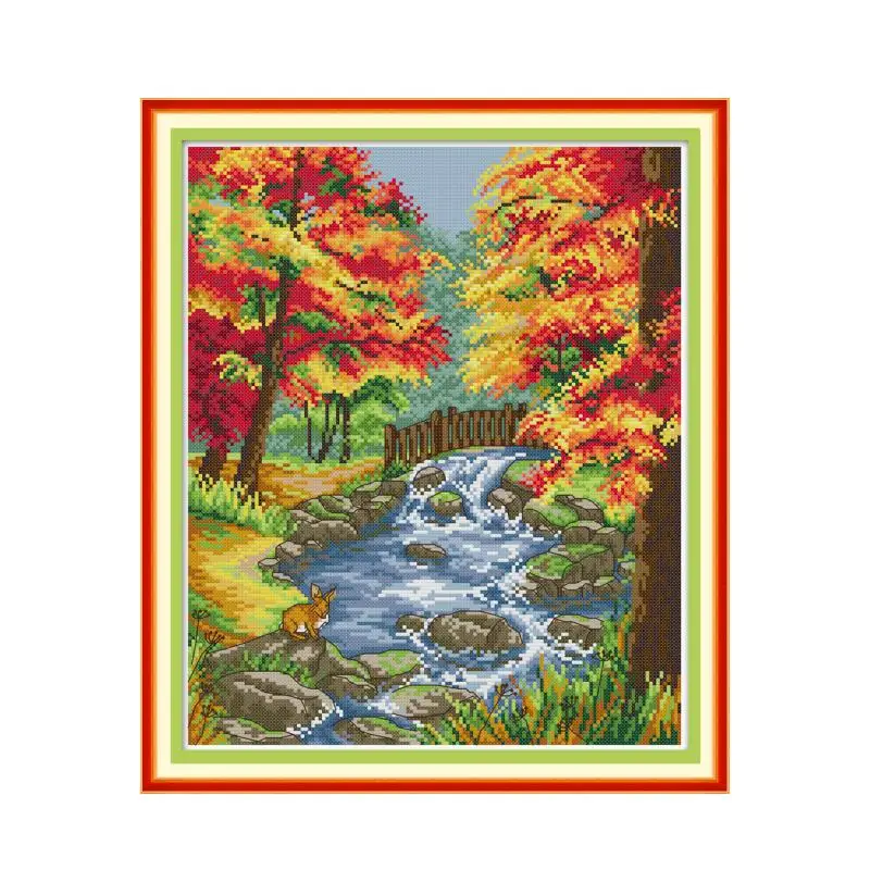 The autumn of the creek cross stitch kit aida 14ct 11ct count print canvas stitches needlework embroidery DIY handmade | Дом и сад