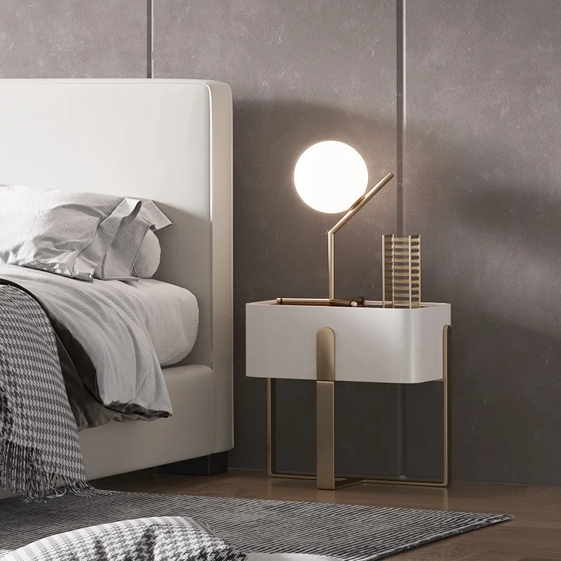 Nordic Nightstand Bedroom Luxury Bedside Table Modern Minimalist Solid