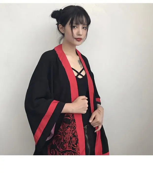 Лето традиционные японские кимоно женские красные Hanfu кардиган рубашка-кимоно свободные юката платье кимоно азиатская одежда SL1330