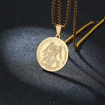 

Men's Saint Michael Necklaces for Male Solid Stainless Steel Supreme Commander one of the Chief Princes Pendants Gifts Jewelry