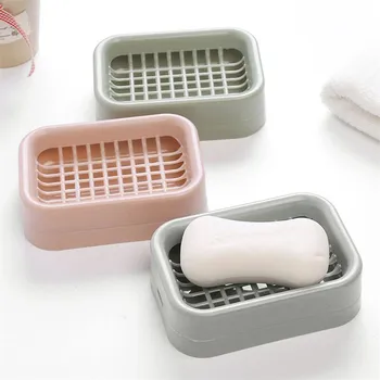 

1Pcs New Plastic Double Container Case Soap Storage Box Layer Bathroom Soap Dish Case Holder Box
