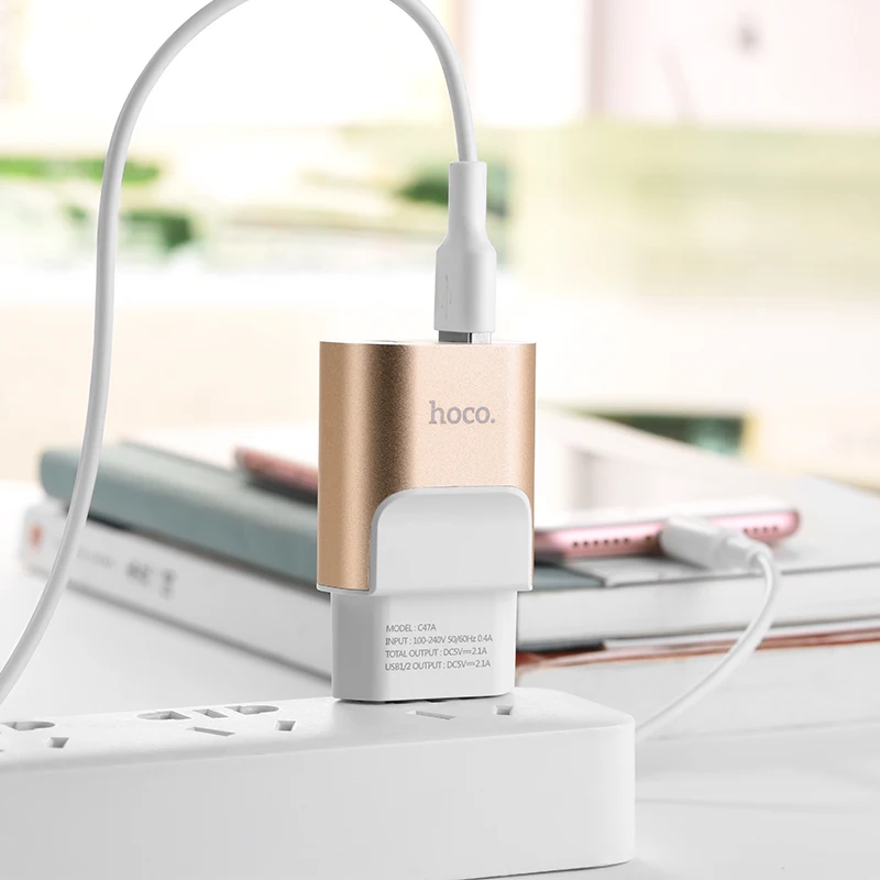 HOCO C47A 10 шт./лот 5 в 2.1A USB зарядное устройство для iPhone 11 Xs Max ЕС вилка настенное зарядное устройство адаптер для samsung Xiaomi huawei