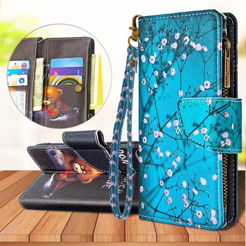 para Samsung Galaxy Tampa do Telefone Case de Couro com Zíper 5g A41 A51 A21s A20e A71 A40 A50 A70 A82 Pintado Flip Bolsa A12 A32 A42 A52 A72 3 Para Samsung Galaxy A12 A32 A42 A52