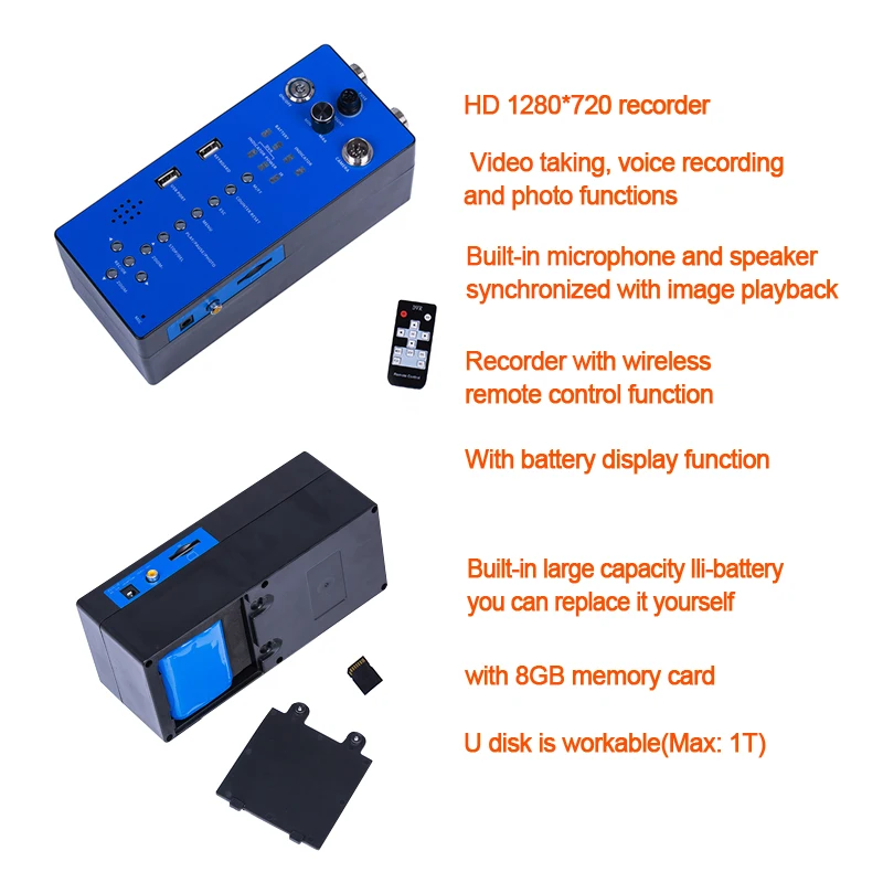 H1 7-дюймовый Конвейерный эндоскоп с счетчика/Беспроводной клавиатура HD 1080P 25 мм сливной инспекции канализационных труб видео Камера