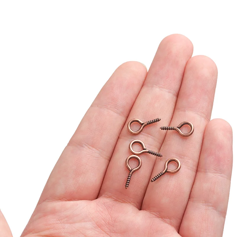 200pcs Small Tiny Mini Eye Pins Eyepins Hooks Eyelets Screw Threaded Gold Clasps Hooks Jewelry Findings For Making DIY
