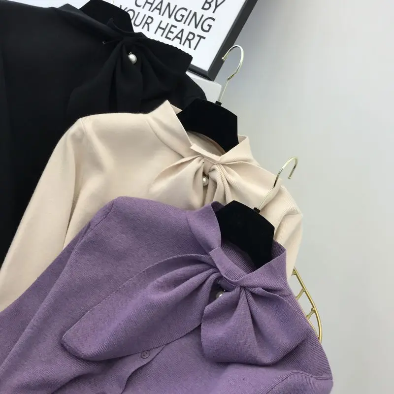 Neploe, темперамент, шнуровка, бант, дизайн, вязанный, Pull Femme, однотонный пуловер, свитер для женщин, тонкая, с одной грудью, нижняя часть, Джерси, 47695
