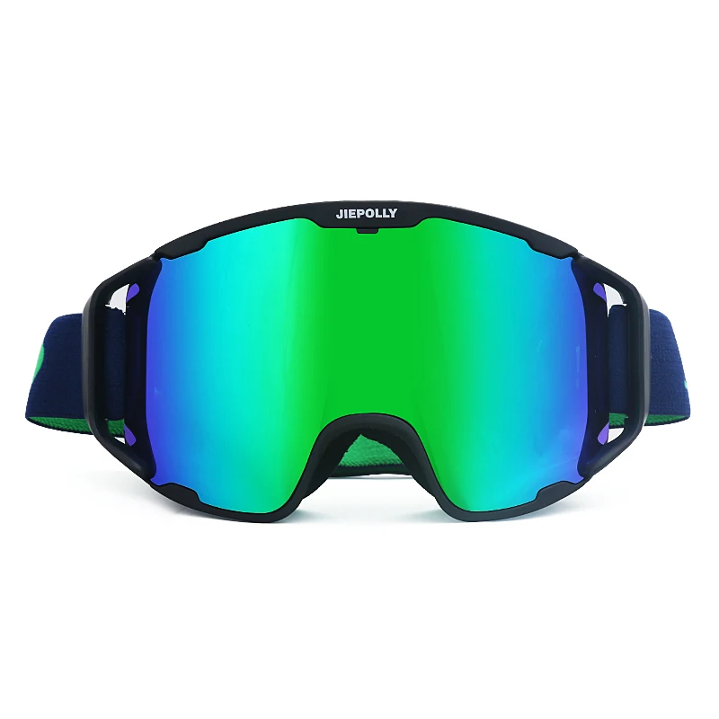 black and green Лыжные очки UV400 Анти-туман Лыжная маска Лыжный Спорт Мужчины Женщины Снег Сноуборд очки зимние ветрозащитные лыжные очки Спорт на открытом воздухе - Цвет: black and green