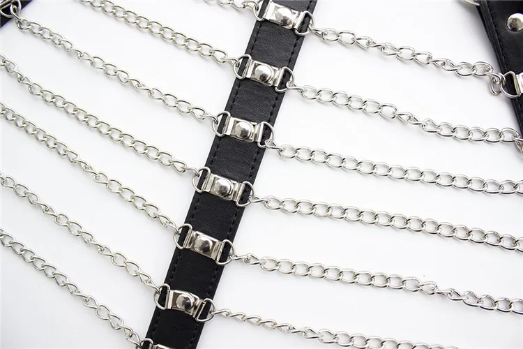 Adults Game Fetish Sexy Bondage Women's Breast Bra Bondage ,Leather&Metal Chain Sexy .Sex Products For Couples (5)