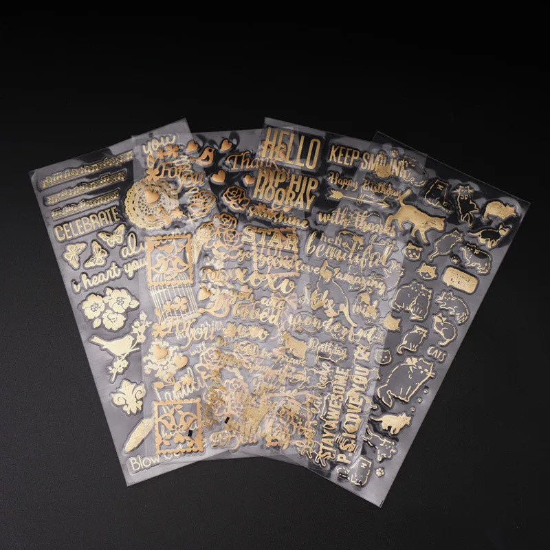 

Diy crystal Resin sticker gold material self-adhesive filling table decoration letter transparent sticker