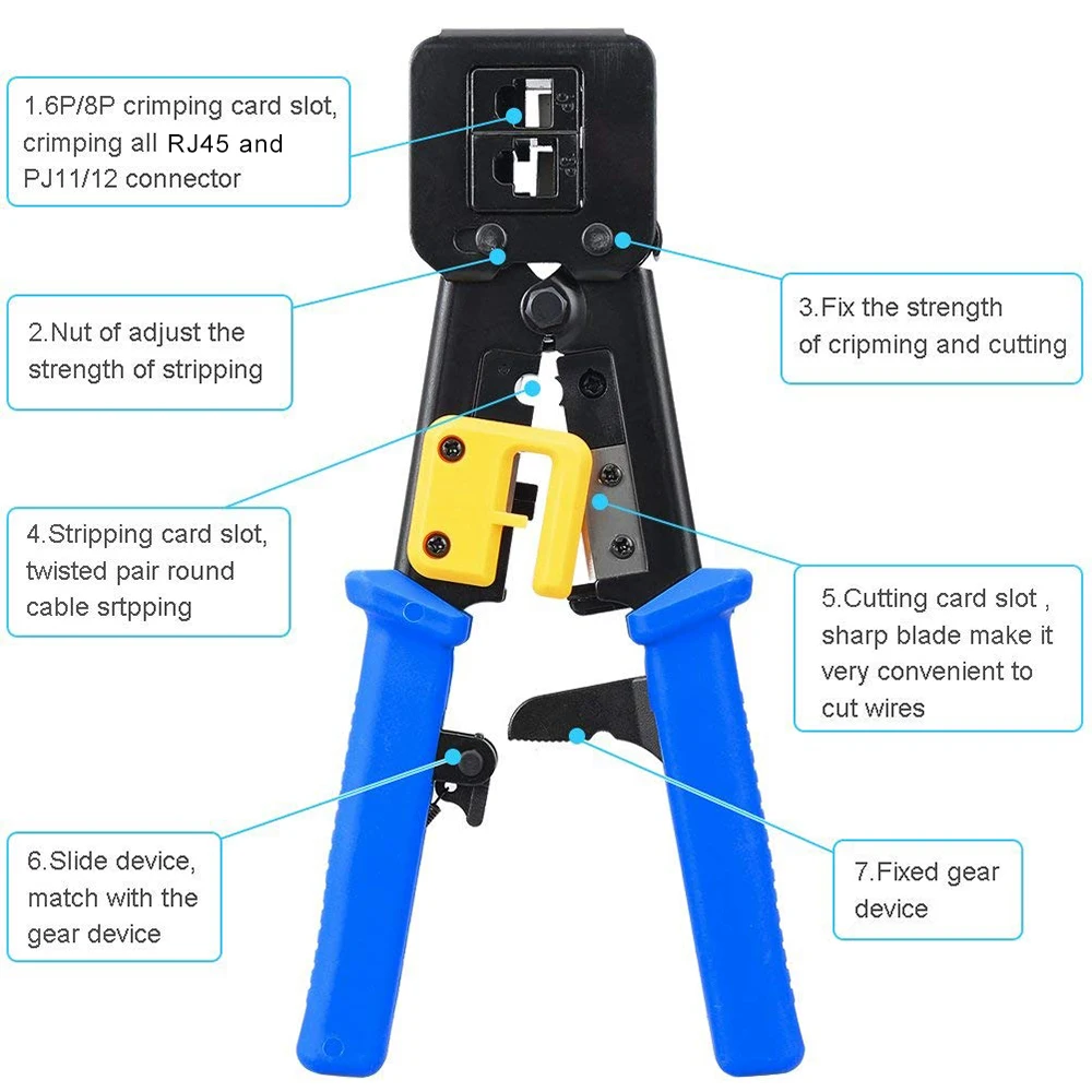 network wire tester Network Punch Crimping Tool Pliers Set Crystal Head Cable Tester RJ45 RG-58/59/62/3C/4C Wire Stripper Network Repair Tool Kit ethernet cable tracer