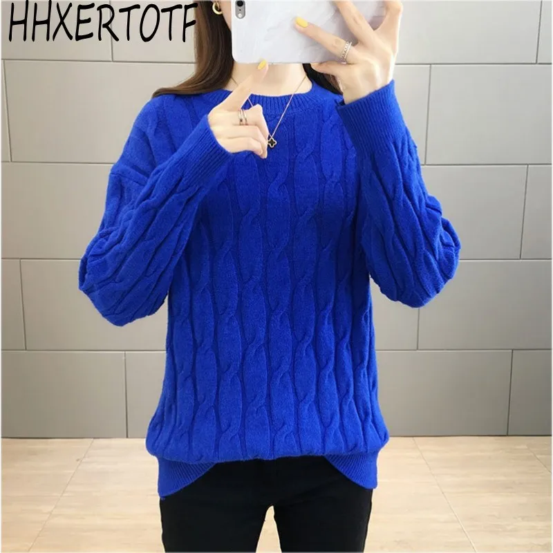 2019 autumn winter Women Sweaters Long Sleeve Twist Knitted Women's Pullovers Female Winter O Neck Warm Sweaters
