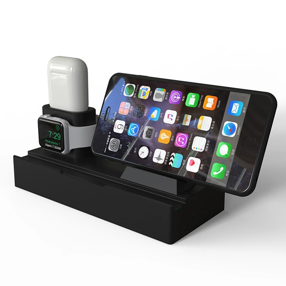 Держатель беспроводного зарядного устройства для Apple Watch Airpods QI док-станция Быстрая зарядка для iPhone iPad гарнитура многофункциональная настольная подставка