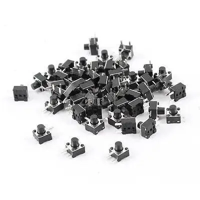 

50 Pcs Momentary 3P Tact Round Pushbutton Switch PCB Mount 4.5mmx4.5mmx5mm