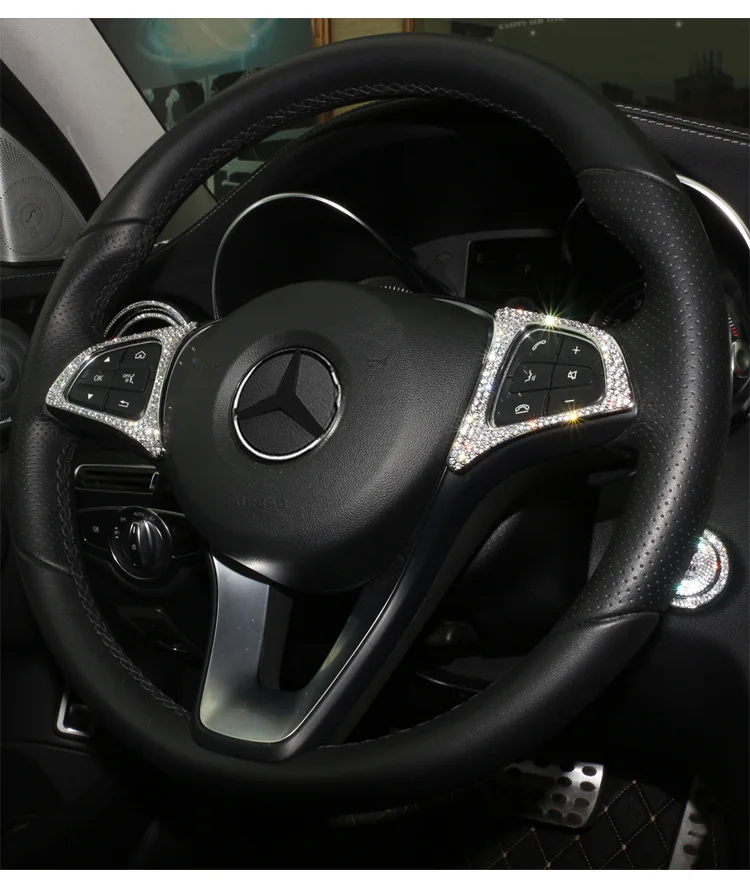 Применимый Benz C Класс E Класс C 200L E300L GLC рулевое колесо Кнопка украшение рамка с инкрустацией стразами внутренняя отделка