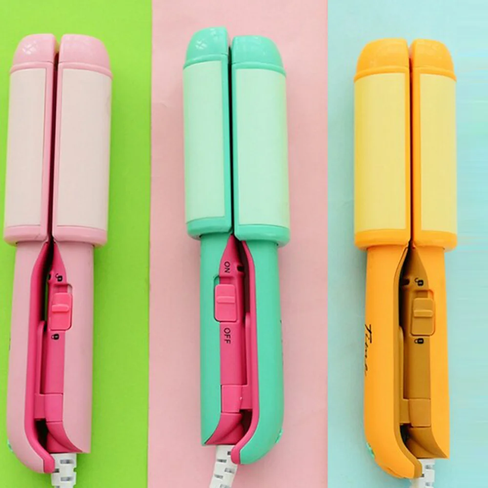 Portable Salon Hair straightener Iron Pink Ceramic Straightening Corrugated Curling Iron Styling Tools Hair Curler EU Plug