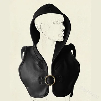

Middle Age Knight Cosplay Leather Vest Costume Hat Vest Party Halloween Stage Gift Drop Ship