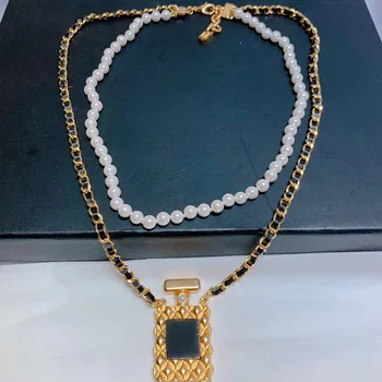 

2020 Brand Fashion Jewelry Women Vintage Pearls Chain Perfume Bottle Pendants Pearls Chain Necklace Party Fine Fashion Jewelry
