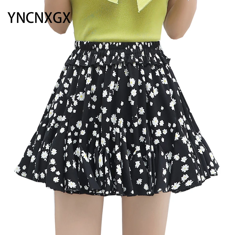 

Летняя шифоновая плиссированная юбка с принтом, мини-юбка, облегающая юбка с оборками для девушек