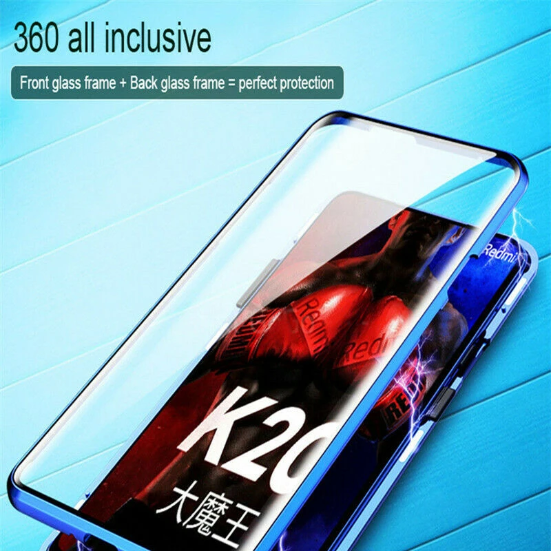 Чехол с магнитной адсорбцией для Xiao mi Red mi note 7 8 Pro, чехол из закаленного стекла для Xiaomi mi 9T Pro 9 SE, прозрачный чехол 360, полное покрытие