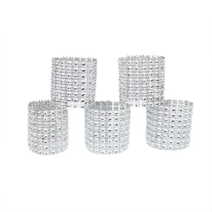 10 шт. сетчатой отделкой диаманта Bling Обёрточная Бумага торт кольца для салфеток рулон ленты с кристаллами вечерние свадебные Украшение стола вечерние AUG889