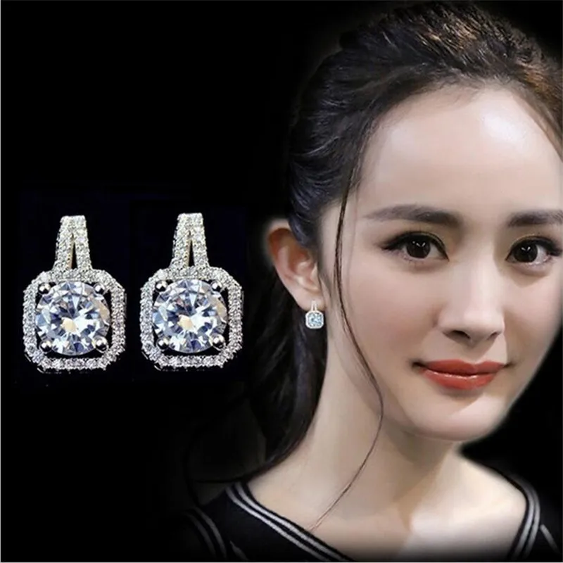 

Vecalon Fashion Dangle earring AAAAA Cz Real 925 Sterling silver Party wedding Drop Earrings for women Bridal Statement Jewelry