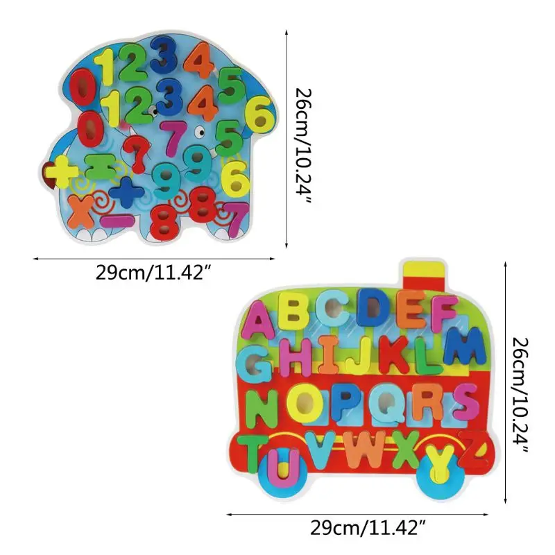 Kids Wooden Digital Number Letters Puzzle Math Jigsaw Cardboard Children Gift P31B