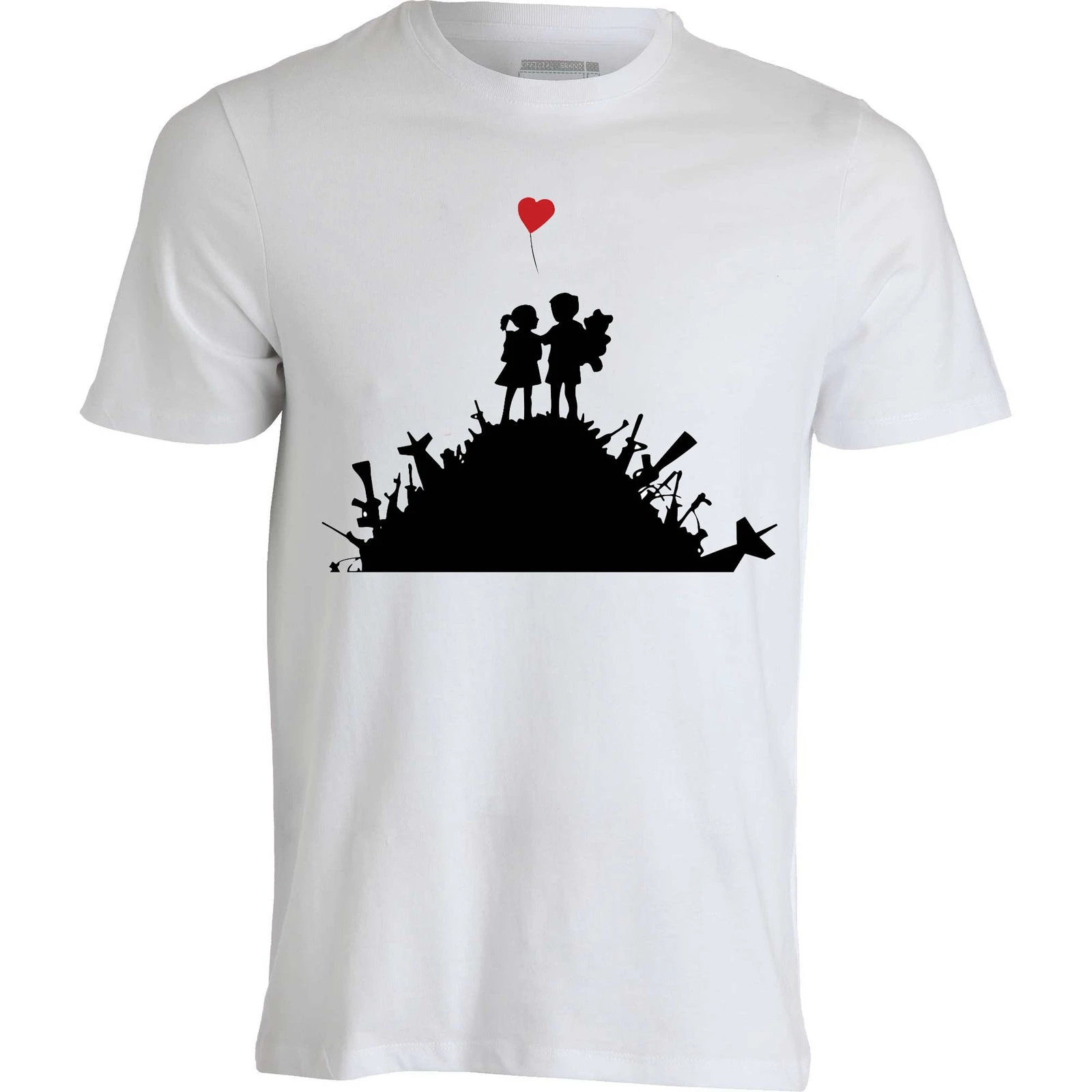 Бэнкси стрит-арт Make Love Not War Мужская (женская доступная) Футболка белая крутая