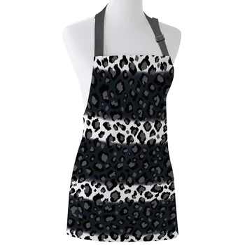

Leopard Print Black White Striped Print Print Apron Print Unisex Kitchen Bib with Adjustable Neck for Cooking Gardening