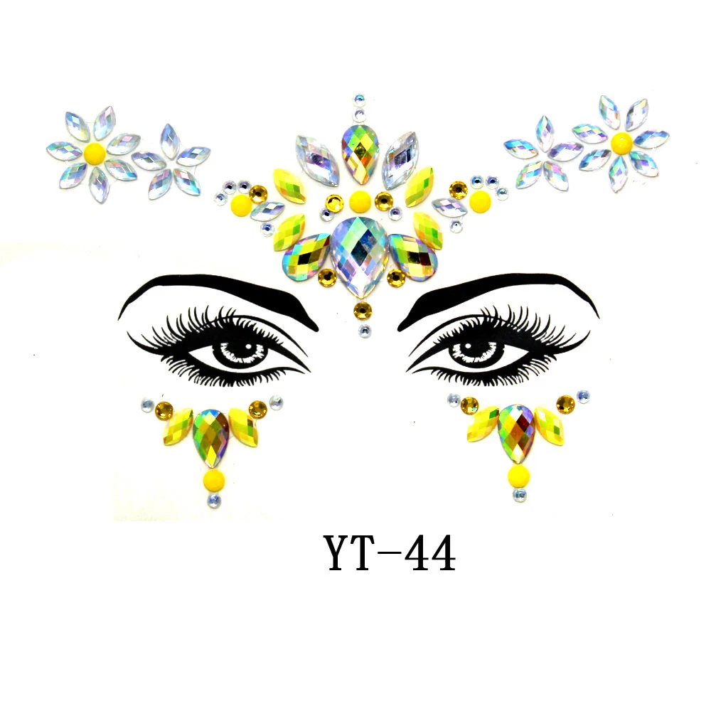 Музыкальный фестиваль 3D кристальная наклейка для лица Модный Блестящий акрил вышивка-мозаика маскарадное украшение для лица временная татуировка наклейка - Цвет: MP183T44