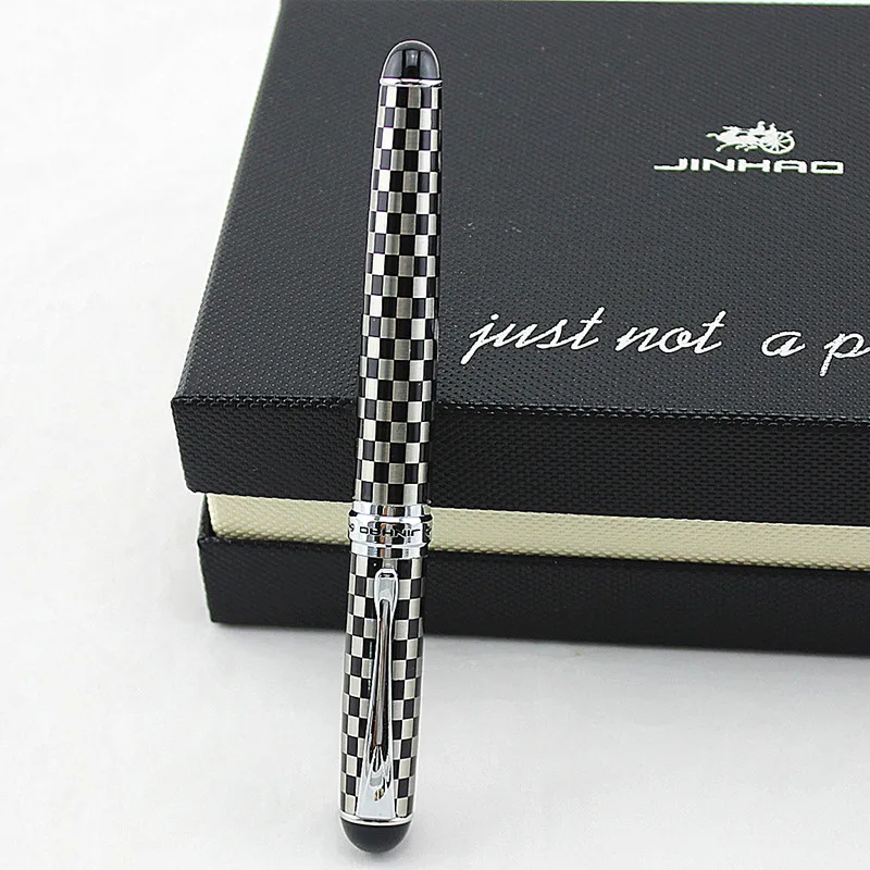 1 Икс эдвансед Исполнительный перьевая ручка Jinhao 750 Черный и серебряный квадратный узор чернильная ручка
