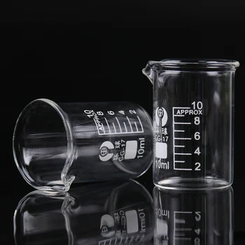 

1PC Chemistry Laboratory Supplies Capacity 10ml Low Form Beaker Glass Transparent Beaker Flask Thickened With Spout