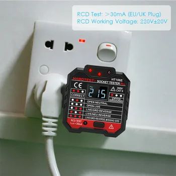 

Wall Circuit Finder Tools Polarity LCD Display Digital Mains Fault Socket Tester Detector Mini Voltage Electrical Portable