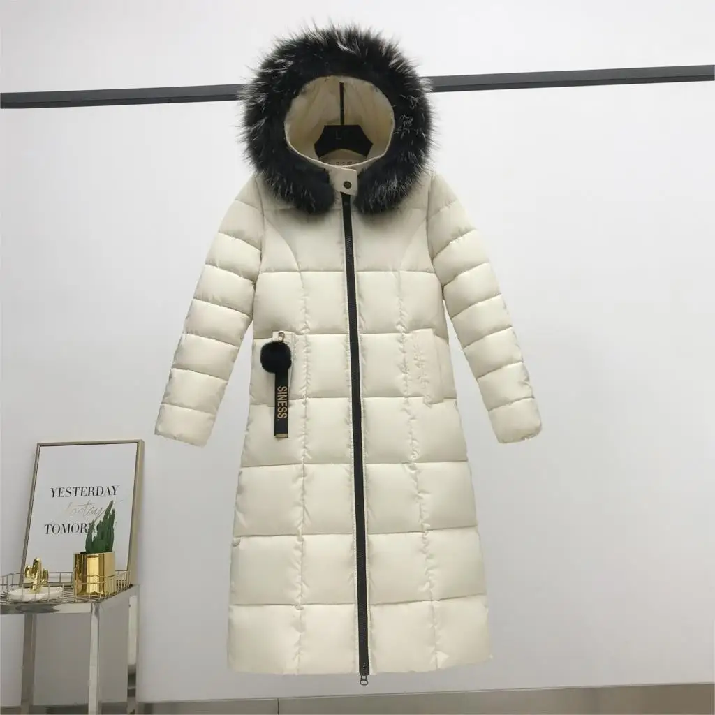 X-long parkas зимнее женское пальто Толстая теплая куртка с большим меховым воротником для женщин плюс размер повседневная утепленная куртка-парка из синтепона