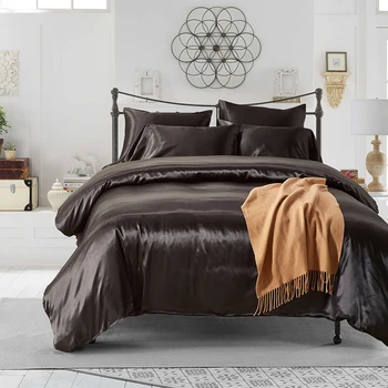 

Satin Silk Luxury Bedding Set Collection 100% Super Soft Microfiber Comforter Cover Set 3 Piece Queen Twin King Duvet Cover Set