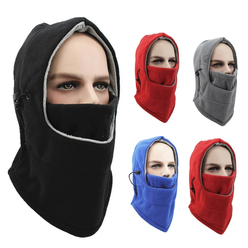 

Winter Warm Fleece Mask Fashion Hat Cold Padded Hooded Collar Scarf Hat Outdoor Cycling Windproof Caps For Women Men