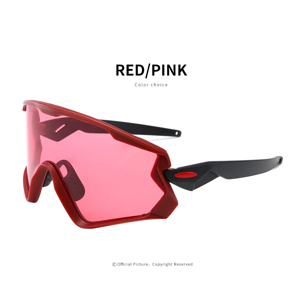 Polarized UV400 Lens Outdoor Sport Cycling Glasses Mtb Racing Road Bike Eyewear Men's Bicycle Sunglasses Running Goggles - Цвет: red pink