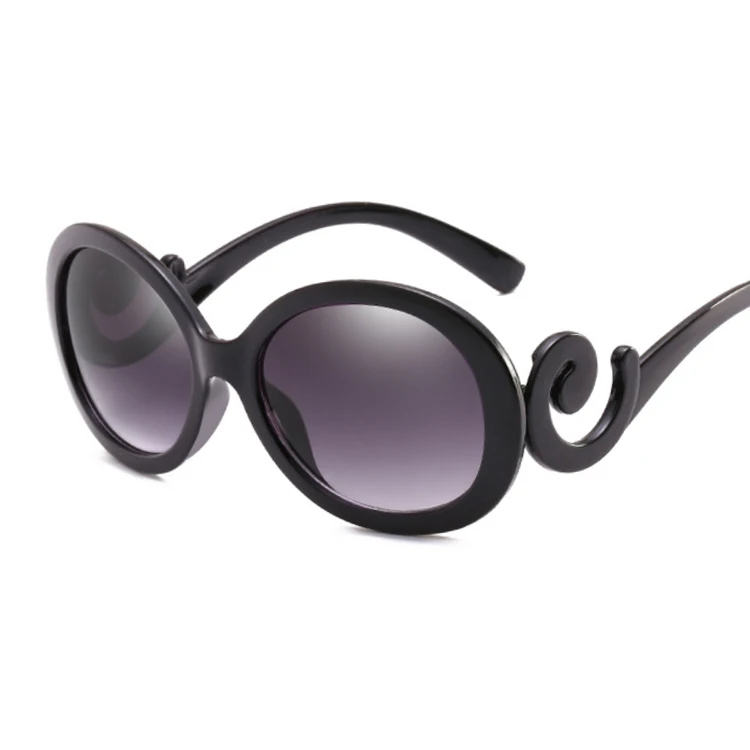 Красные овальные женские солнцезащитные очкив ретро стиле фирменный Дизайн Винтажные Солнцезащитные очки для женщин женские очки Oculos De Sol Feminino UV400 - Цвет линз: Bright black