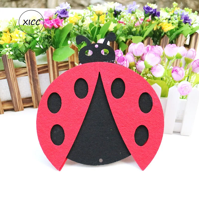 T-N Cartoon Beetle Hanger Nonwoven DIY Handmade Crafts Kids Handwork Cloth Forest Animal Felt Kindergarten Decor Wool Feutrine