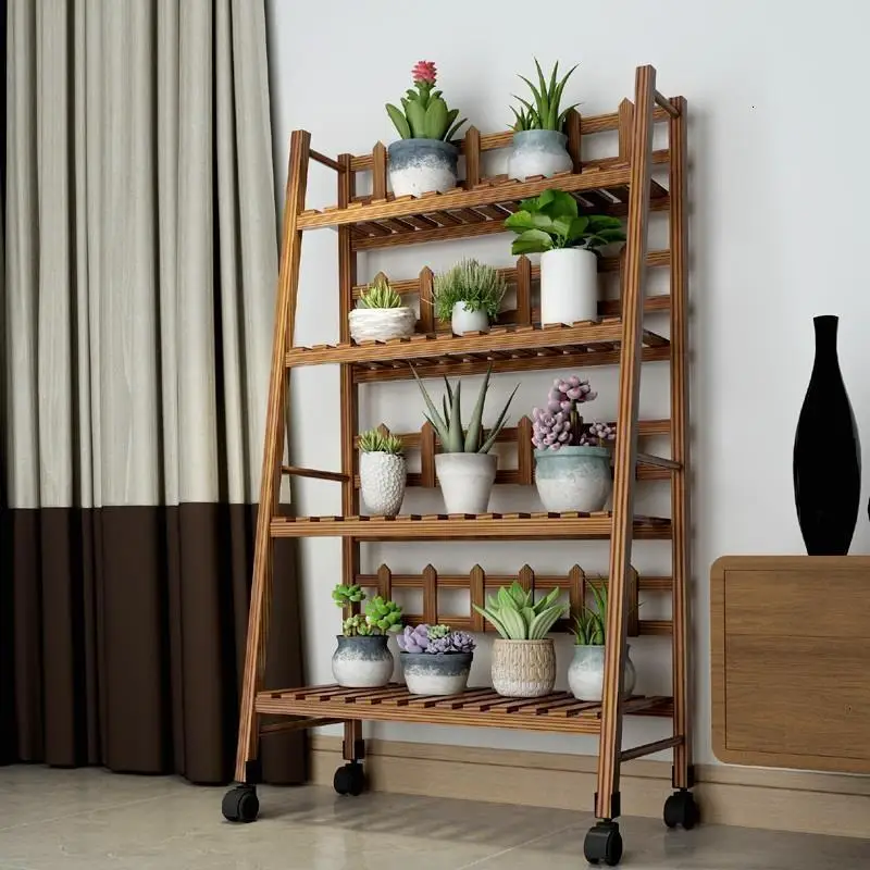 Escalera Decorativa Madera Wood Plantenstandaard Indoor Pot Balcony Outdoor Flower Shelf Stojak Na Kwiaty Plant Stand