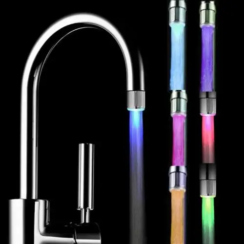 

Glow LED Faucet Temperature Sensor Light Kitchen Shower LED Faucet Temperature Sensor Faucet Push Connector for Water